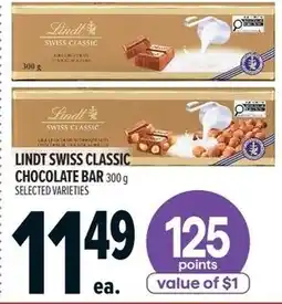 Metro Lindt swiss classic chocolate bar offer
