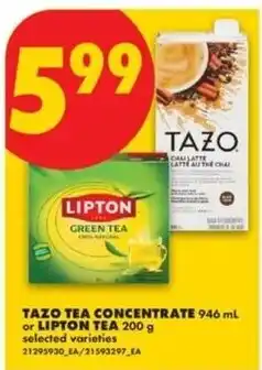 No Frills Tazo tea concentrate or Lipton tea offer