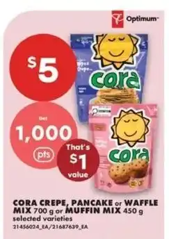 No Frills Cora crepe, pancake or waffle mix offer