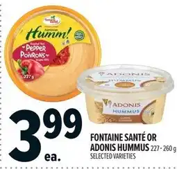 Metro Fontaine santé or adonis hummus offer