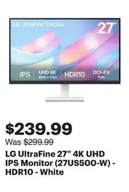 Best Buy LG UltraFine 27 4K UHD IPS Monitor (27US500-W) - HDR10 - White offer