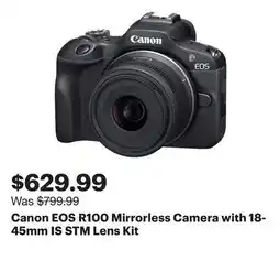 Best Buy Canon EOS R100 Mirrorless Camera with 18-45mm IS STM Lens Kit offer