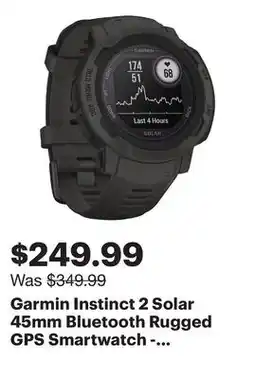 Best Buy Garmin Instinct 2 Solar 45mm Bluetooth Rugged GPS Smartwatch - Graphite offer