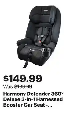 Best Buy Harmony Defender 360° Deluxe 3-in-1 Harnessed Booster Car Seat - Midnight offer