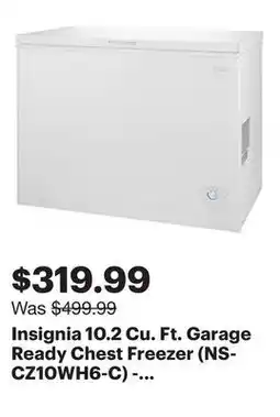 Best Buy Insignia 10.2 Cu. Ft. Garage Ready Chest Freezer (NS-CZ10WH6-C) - White - Only at Best Buy offer