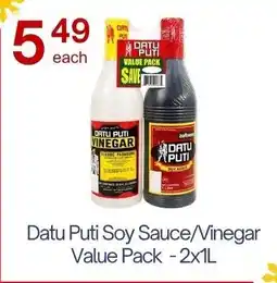 Lucky Supermarket Datu Puti Soy Sauce/Vinegar offer