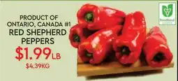 Fiesta Farms PRODUCT OF ONTARIO, CANADA #1 RED SHEPHERD PEPPERS offer