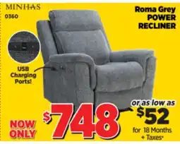 Surplus Furniture MINHAS Roma Grey POWER RECLINER offer