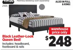 Surplus Furniture Black Leather-Look Queen Bed! offer
