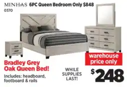 Surplus Furniture Wesley Light Grey Oak Queen Bed offer
