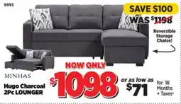 Surplus Furniture Hugo Charcoal 2Pc Sleeper Sectional offer