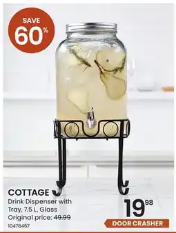 Stokes COTTAGE Drink Dispenser with Tray, 7.5 L, Glass offer