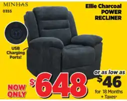 Surplus Furniture Ellie Charcoal Power Recliner offer