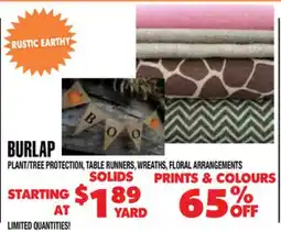 Len's Mill Stores BURLAP offer