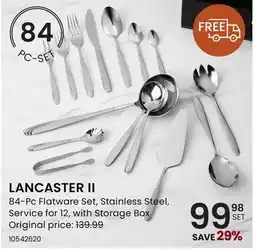 Stokes LANCASTER II 84-Pc Flatware Set, Stainless Steel, Service for 12, with Storage Box offer