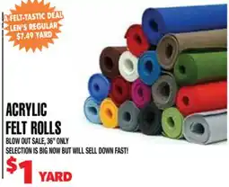 Len's Mill Stores ACRYLIC FELT ROLLS offer
