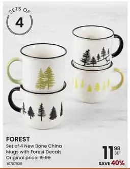 Stokes FOREST Set of 4 New Bone China Mugs with Forest Decals offer