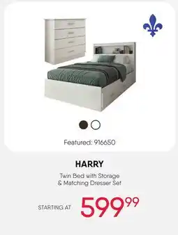 Meubles RD HARRY Twin Bed with Storage & Matching Dresser Set offer