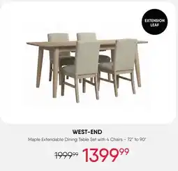Meubles RD WEST-END Maple Extendable Dining Table Set with 4 Chairs offer