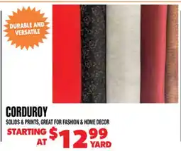 Len's Mill Stores CORDUROY offer