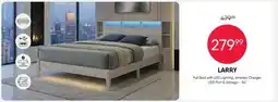 Meubles RD LARRY Full Bed with LED LIGHTING, Wireless Charger, USB Port & Storage - 5x offer