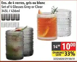 Sushi Shop Set of 4 Glasses Grey or Clear offer