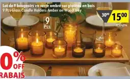 Sushi Shop 9 Pcs Glass Candle Holders Amber on Wood Tray offer