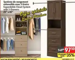 Sushi Shop Expandable Closet System with 3-Drawers offer