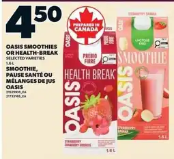 Loblaws Oasis smoothies or health break offer