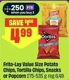 FreshCo Frito-Lay Value Size Potato Chips, Tortilla Chips, Snacks or Popcorn offer