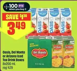 FreshCo Oasis, Del Monte or Arizona Iced Tea Drink Boxes offer