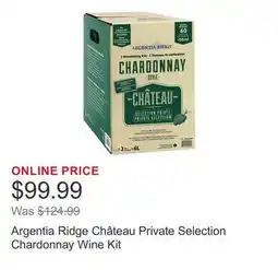 Costco Argentia Ridge Château Private Selection Chardonnay Wine Kit offer