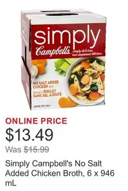 Costco Simply Campbell's No Salt Added Chicken Broth offer