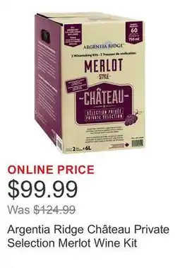 Costco Argentia Ridge Château Private Selection Merlot Wine Kit offer