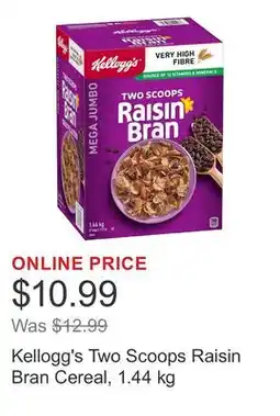 Costco Kellogg's Two Scoops Raisin Bran Cereal offer