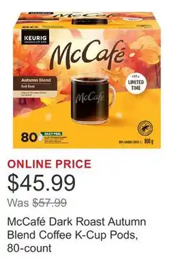 Costco McCafé Dark Roast Autumn Blend Coffee K-Cup Pods, 80-count offer