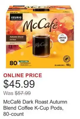 Costco McCafé Dark Roast Autumn Blend Coffee K-Cup Pods, 80-count offer