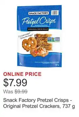 Costco Snack Factory Pretzel Crisps - Original Pretzel Crackers offer