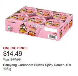 Costco Samyang Carbonara Buldak Spicy Ramen, 6 × offer