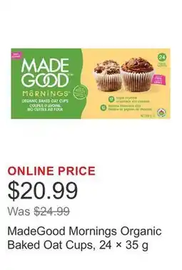 Costco MadeGood Mornings Organic Baked Oat Cups, 24 × offer