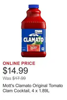 Costco Mott's Clamato Original Tomato Clam Cocktail offer