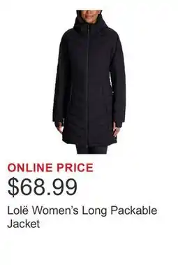 Costco Lolë Women's Long Packable Jacket offer
