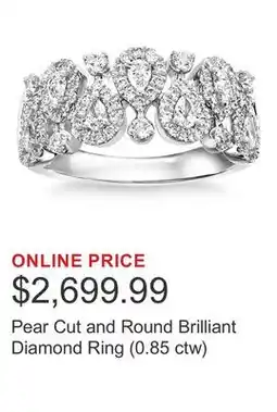 Costco Pear Cut and Round Brilliant Diamond Ring (0.85 ctw) offer