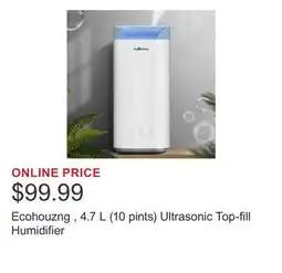 Costco Ecohouzng , 4.7 L (10 pints) Ultrasonic Top-fill Humidifier offer