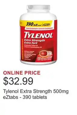 Costco Tylenol Extra Strength 500mg eZtabs - 390 tablets offer