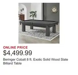 Costco Beringer Cobalt 8 ft. Exotic Solid Wood Slate Billiard Table offer