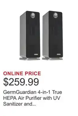 Costco GermGuardian 4-in-1 True HEPA Air Purifier with UV Sanitizer and Odor Reduction, 2-pack offer
