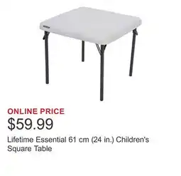 Costco Lifetime Essential 61 cm (24 in.) Children's Square Table offer