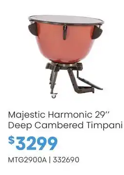 Long & McQuade Majestic Harmonic 29 Deep Cambered Timpani offer