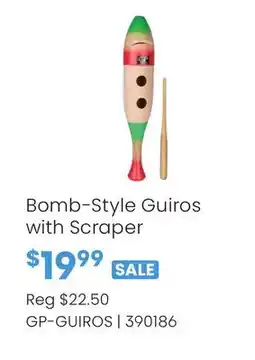 Long & McQuade Bomb-Style Guiros with Scraper offer